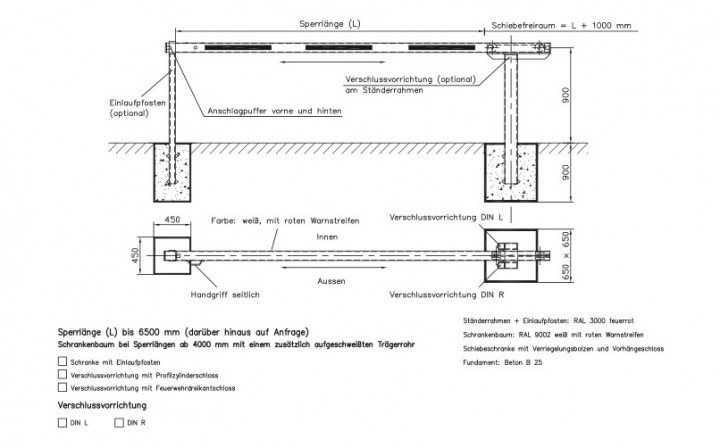 Schranke | Schiebeschranke – horizontal verschiebbar | mechanische