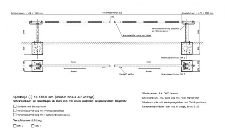 Schranke | Schiebeschranke – horizontal verschiebbar | mechanische